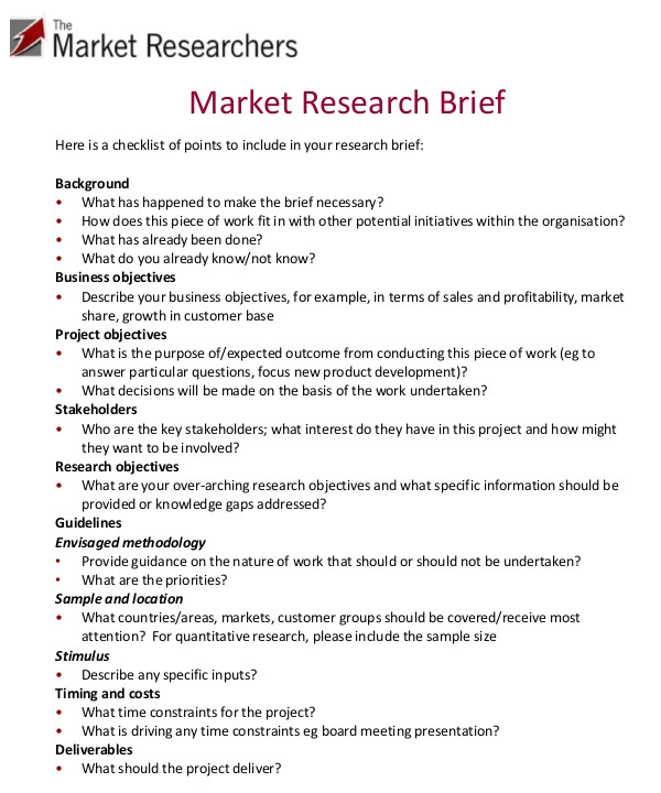 Marketing Research Brief Template Marketing Brief Template Free Word Excel Documents