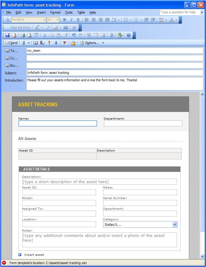 Microsoft Infopath form Templates Using Infopath E Mail forms Microsoft Infopath 2010