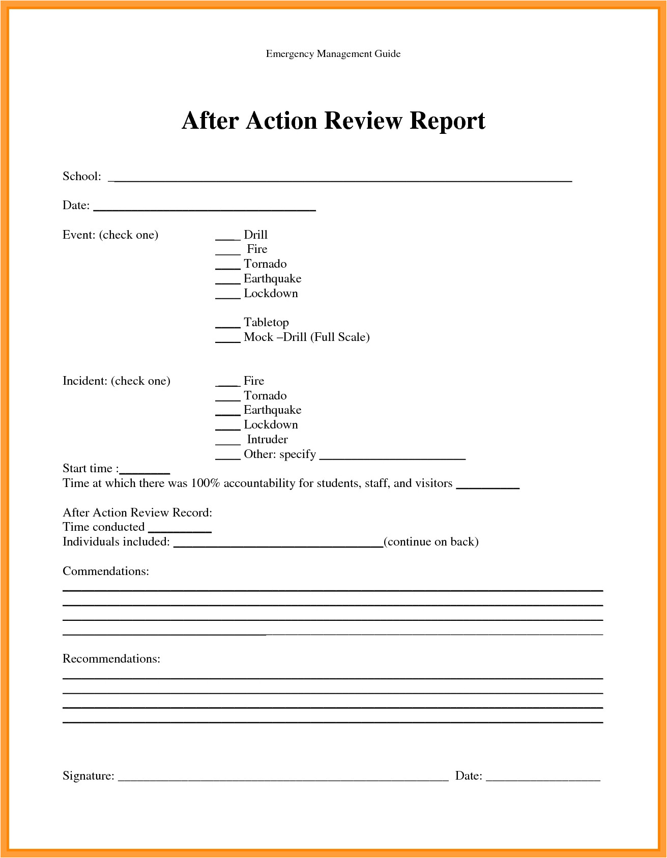 Military After Action Review Template Williamson ga us