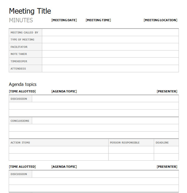 Minute Paper Template Meeting Minutes Template Print Paper Templates