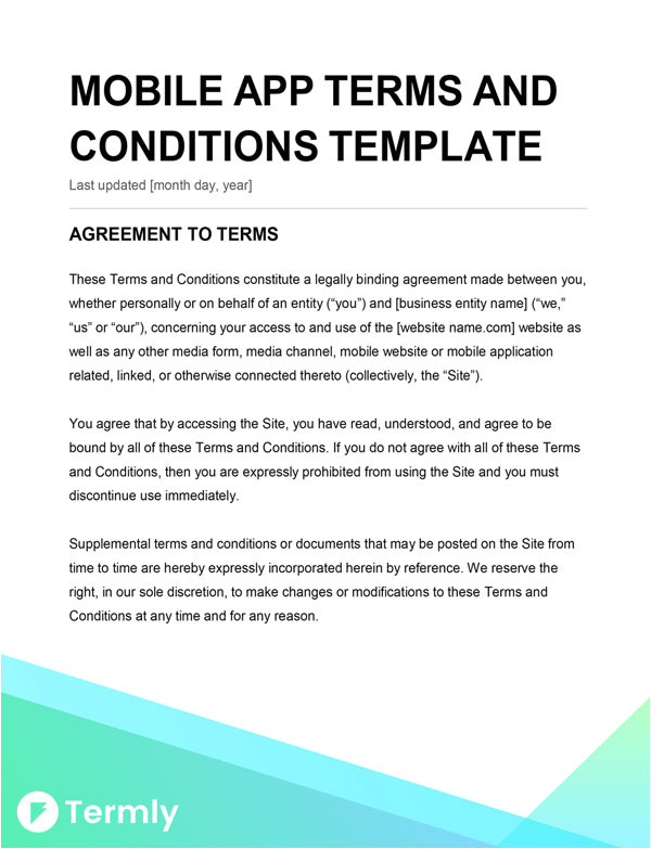 Mobile App Terms and Conditions Template Mobile App Terms Conditions Template Writing Guide