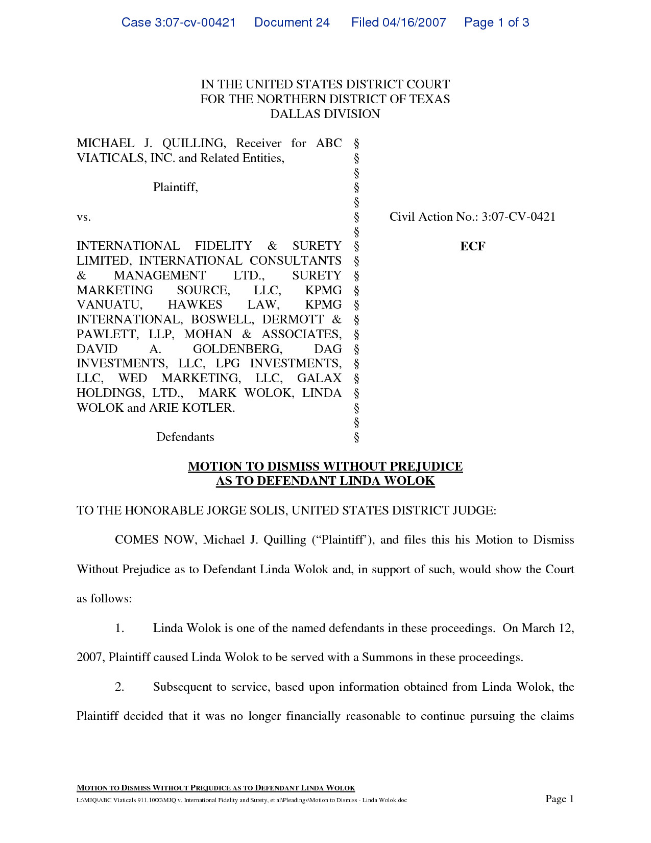 Motion To Dismiss Florida Template