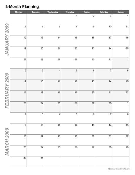 Multiple Month Calendar Template Printable Multi Month Calendars Calendar Template 2018