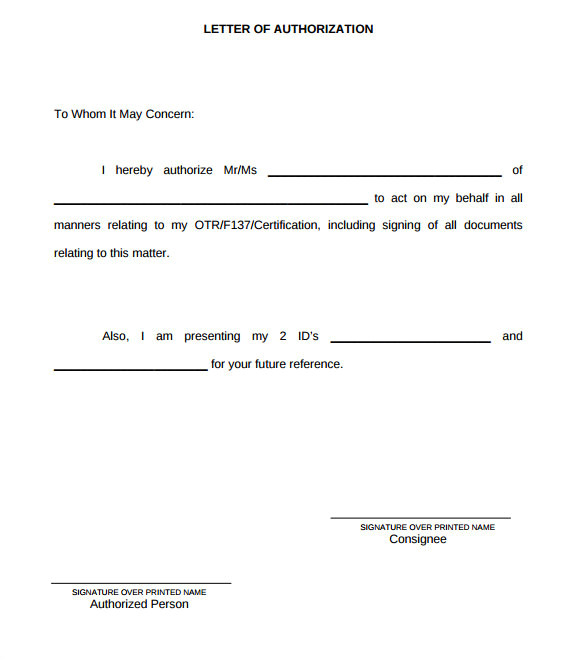 Notarized Letter Of Authorization Template 9 Letter Of Authorization Letters Download for Free