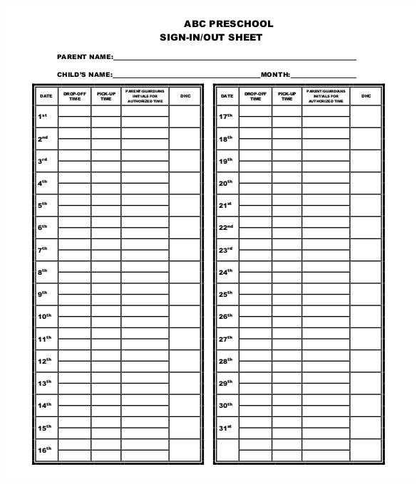 Nursery Sign In Sheet Template Church Nursery Sign In Out Sheet thenurseries