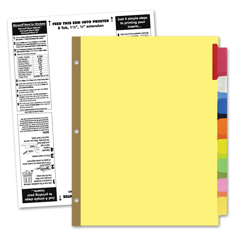 Office Depot Divider Templates 48 8 Tab Dividers Template Staples Insertable Big Tab