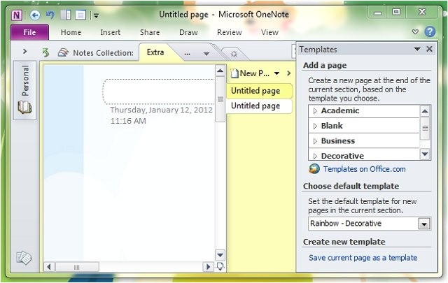 Onenote Section Template How to Set Default Template for New Pages In Onenote