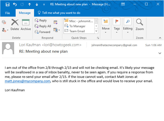 Ooo Mail Template How to Set Up An Out Of Office Reply In Outlook for Windows