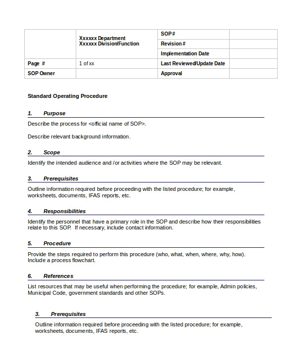 Operational Guidelines Template Procedure Template 8 Free Word Documents Download