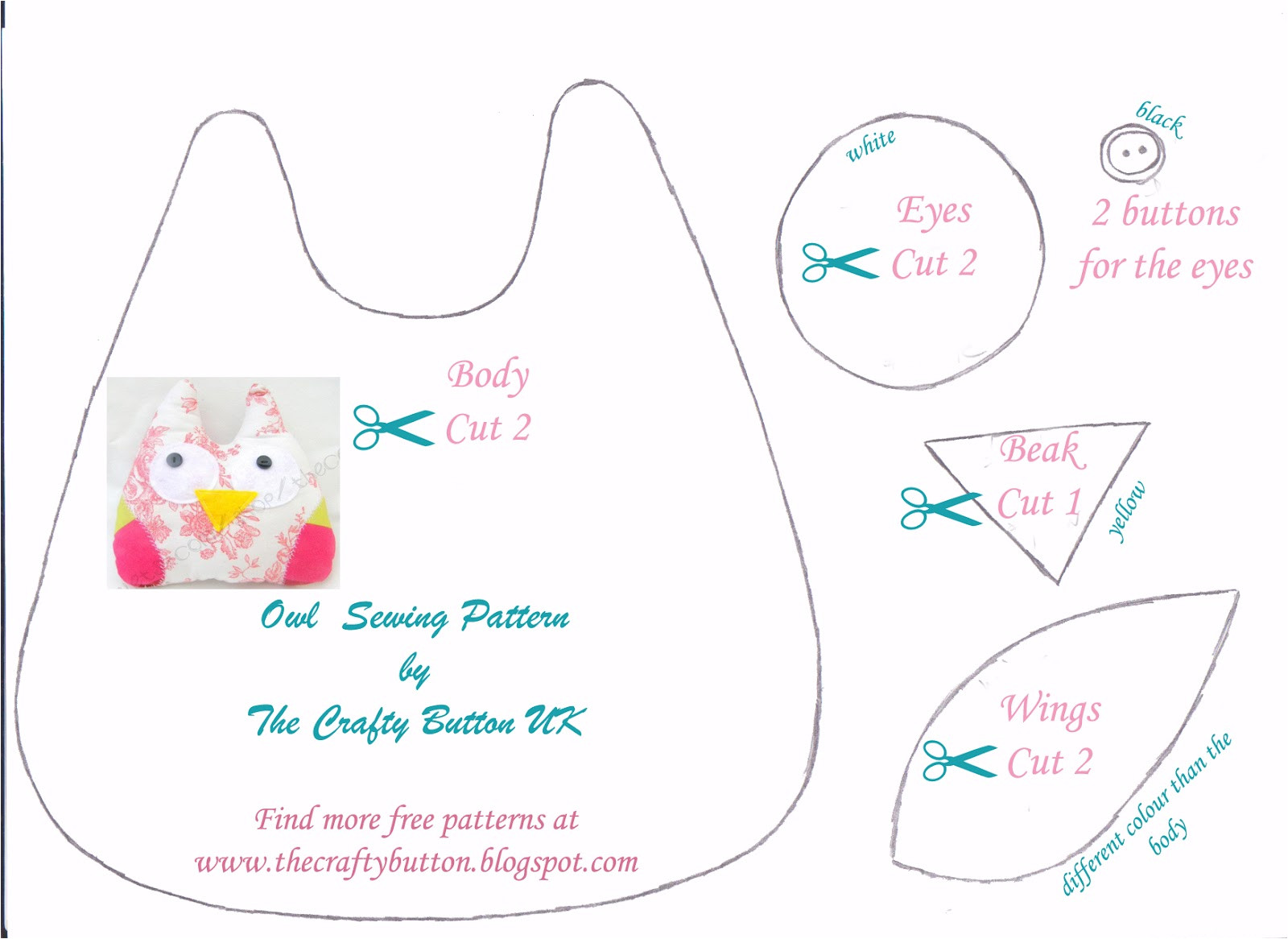 Owl Templates for Sewing the Crafty button