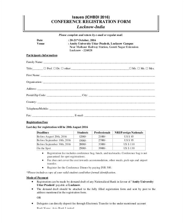 Participant Registration form Template Printable Registration form Template Vastuuonminun