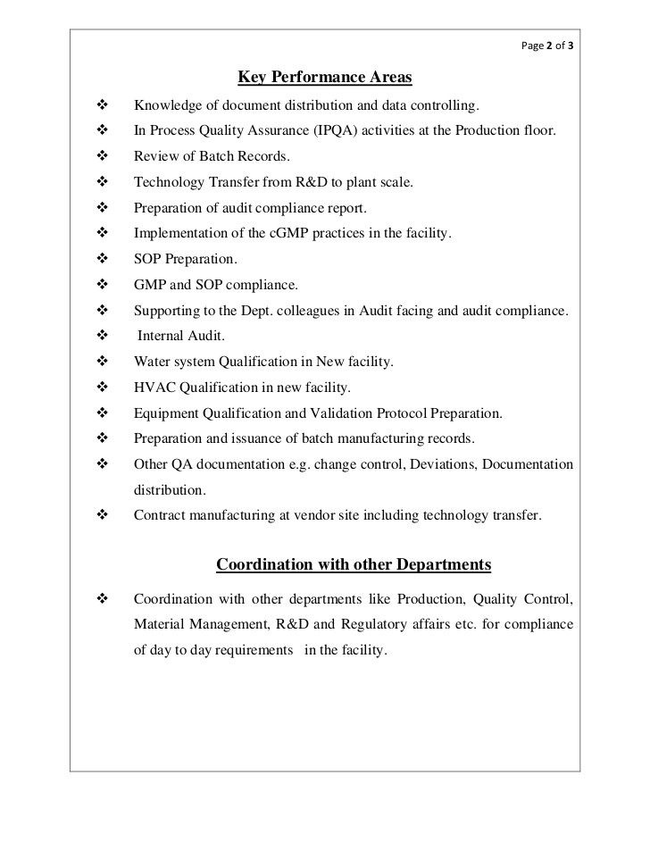 Pharmaceutical Quality Control Resume Sample Resume Sm