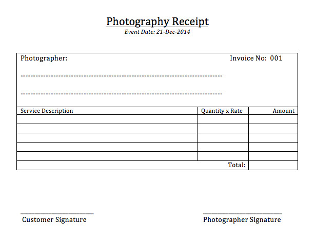 Photography Receipt Template Free Photography Receipt Template Printable Templates