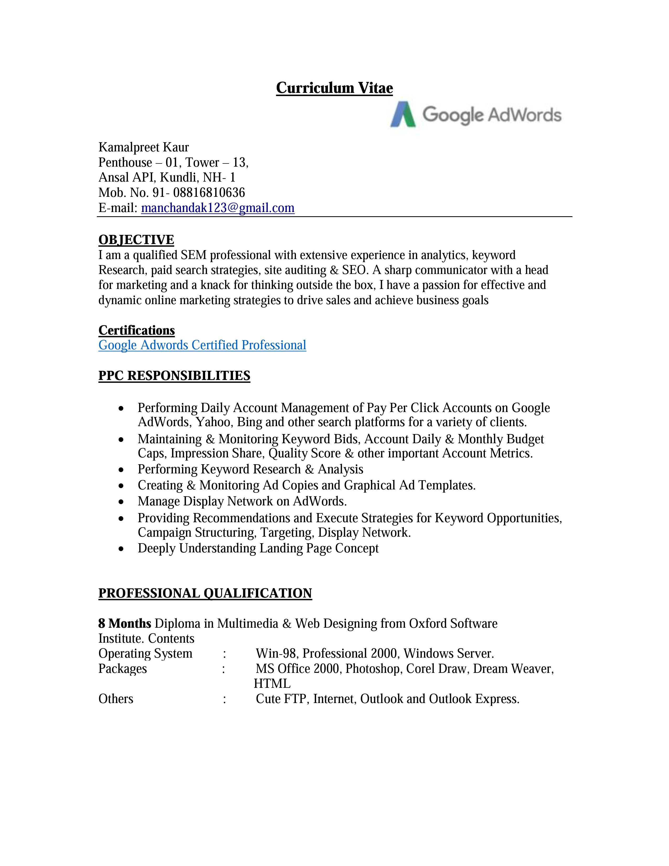 Ppc Resume Sample Know the Essentials Of A Ppc Resume for Job Opportunity