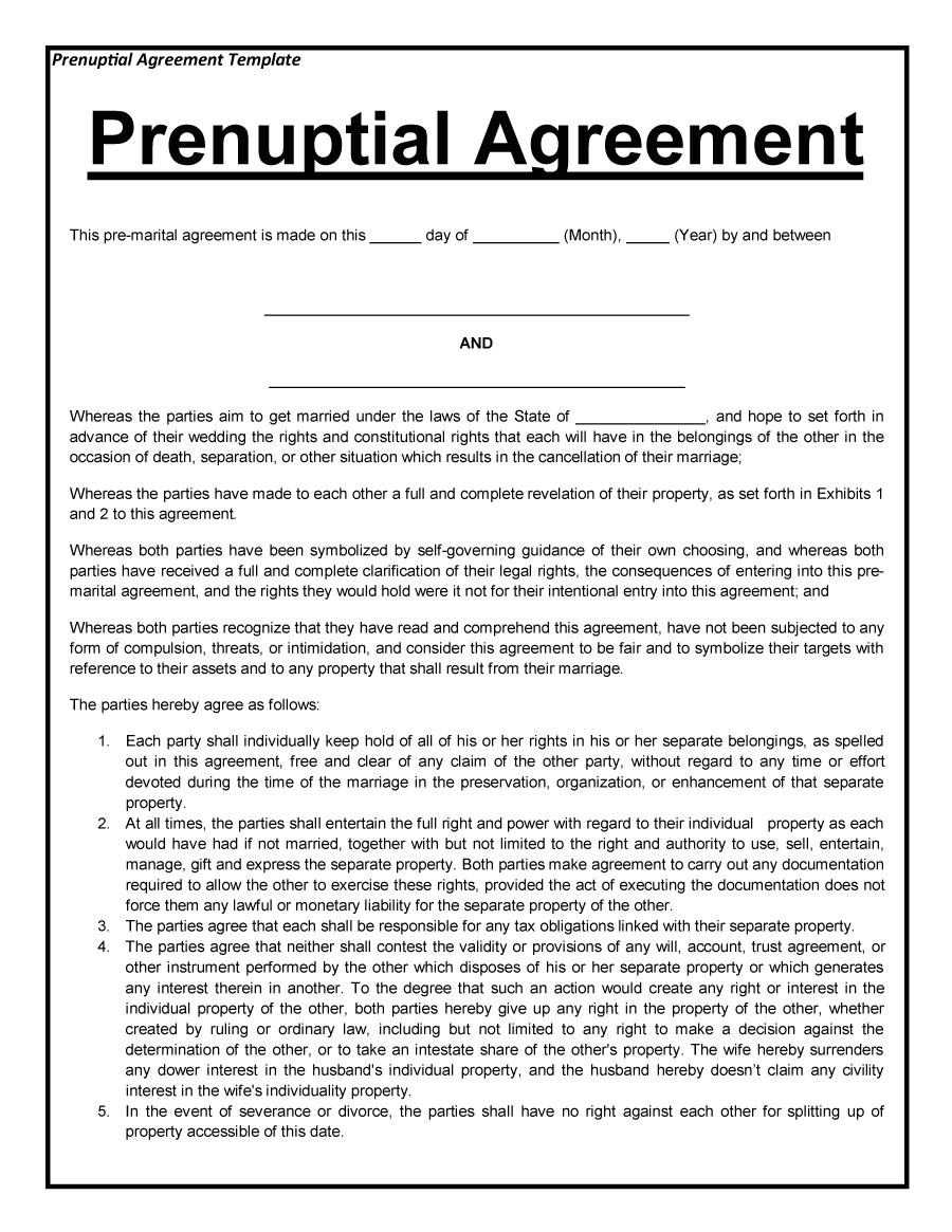 prenuptial agreement illinois template