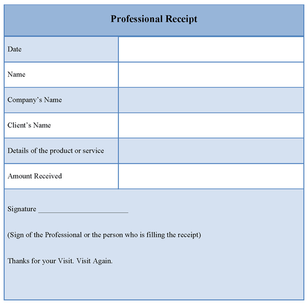 Professional Receipts Templates Professional Receipt Template format format Of