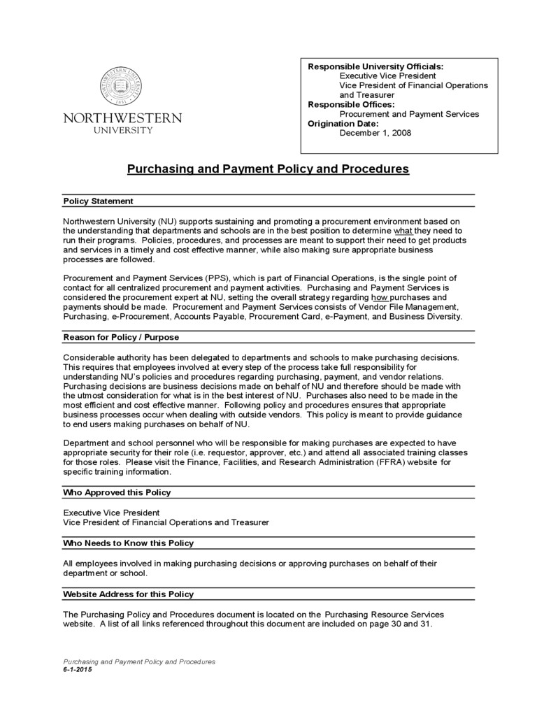 Purchasing Policies and Procedures Template Purchasing Policy Template 2 Free Templates In Pdf Word