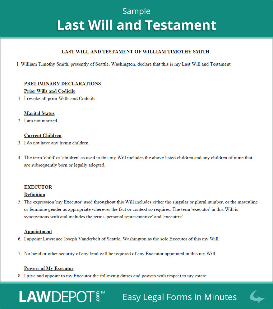 Quick Will Template Writing Last Will and Testament for Free Sludgeport919