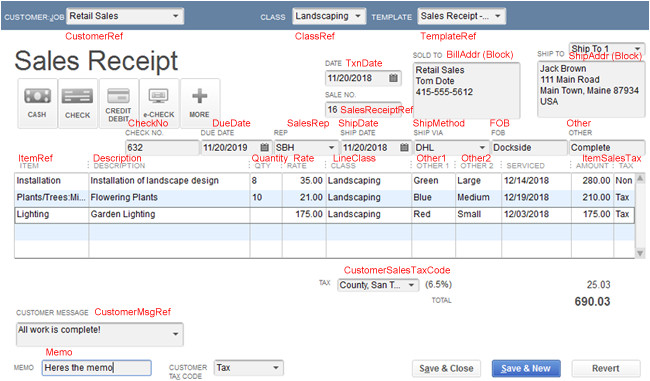 Quickbooks Sales Receipt Template Importing Sales Receipts Into Quickbooks Zed Systems