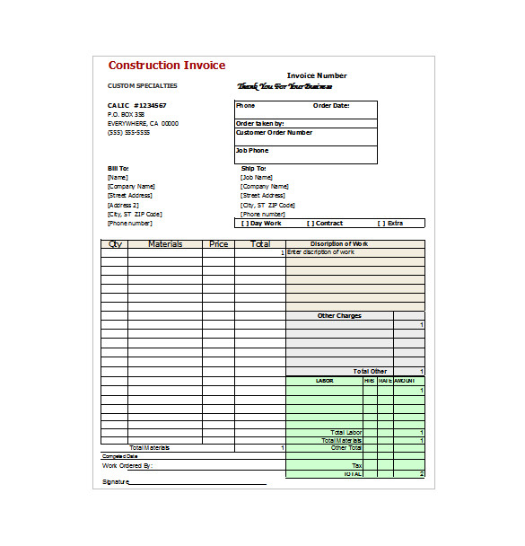 Receipt for Labor Template williamson ga us