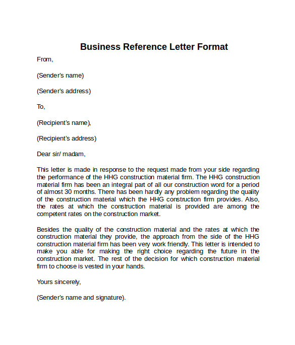 Recommendation Letter for A Company Template 8 Sample Reference Letter ...