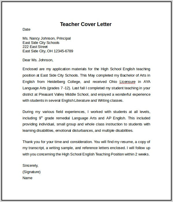 Relief Teacher Cover Letter Sample Cover Letter for Relief Teacher Cover Letter