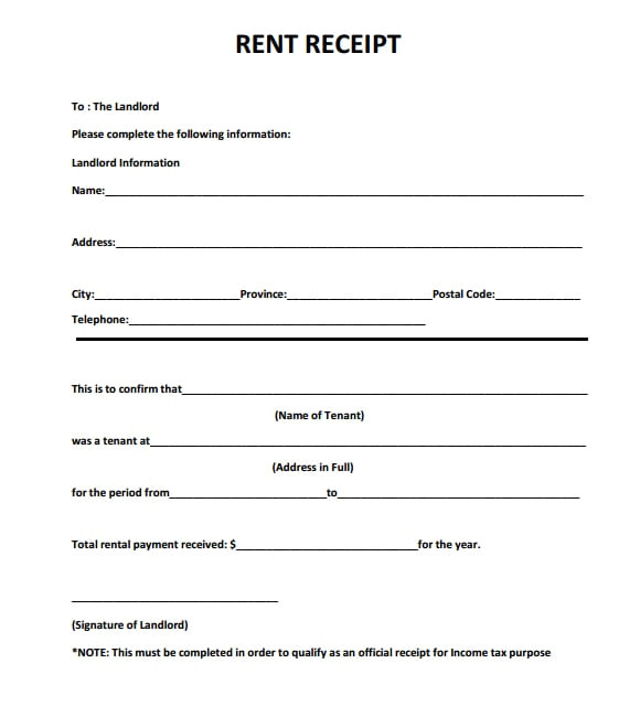 Rental Receipts Templates 6 Free Rent Receipt Templates Excel Pdf formats