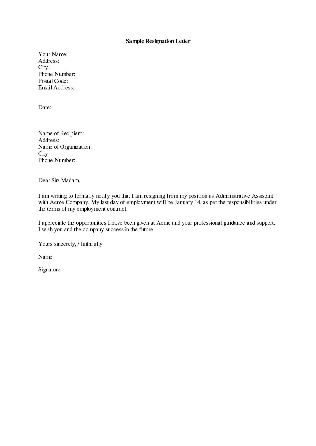 Resignations Letter Template Dos and Don 39 Ts for A Resignation Letter