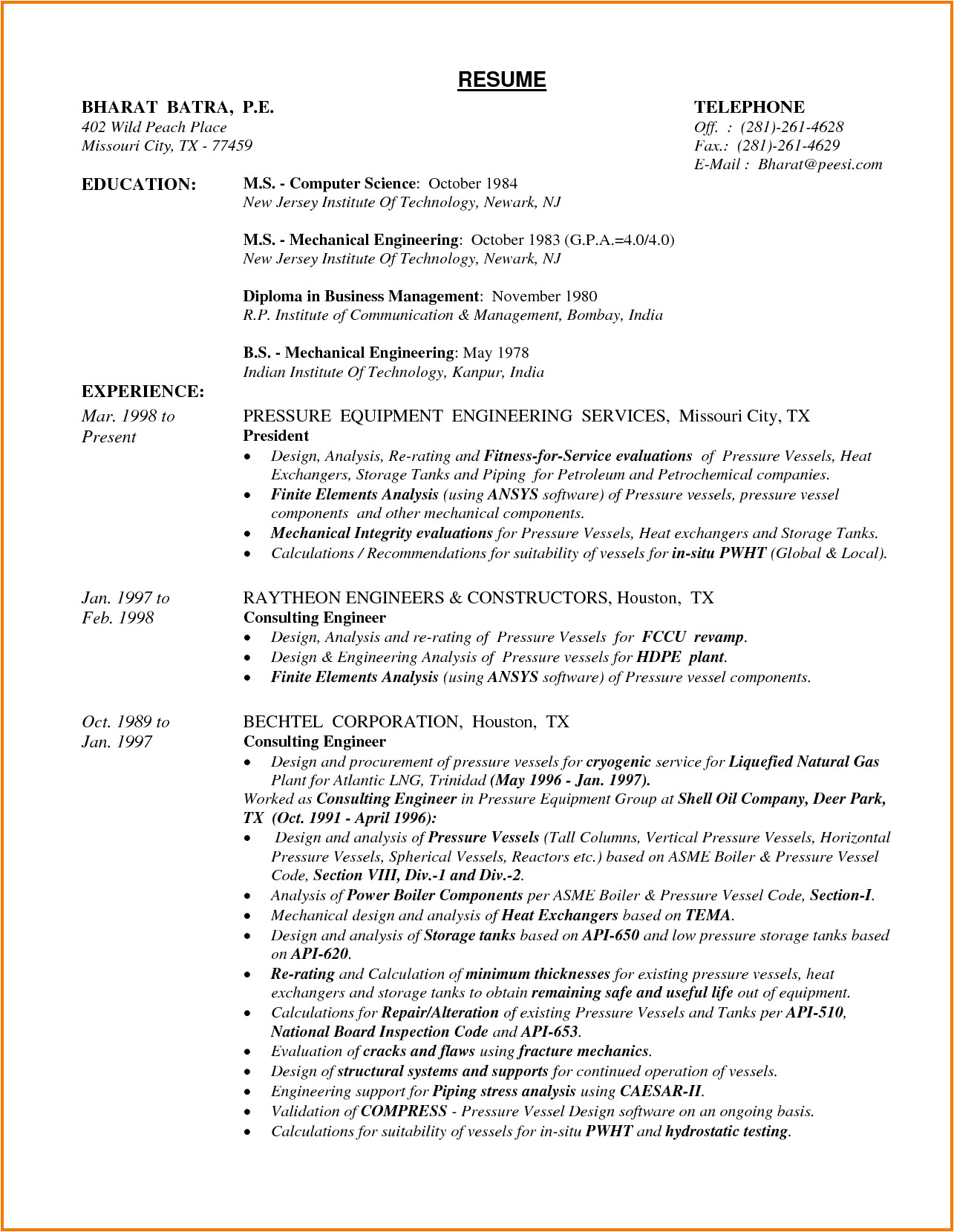 resume format pdf mechanical engineering