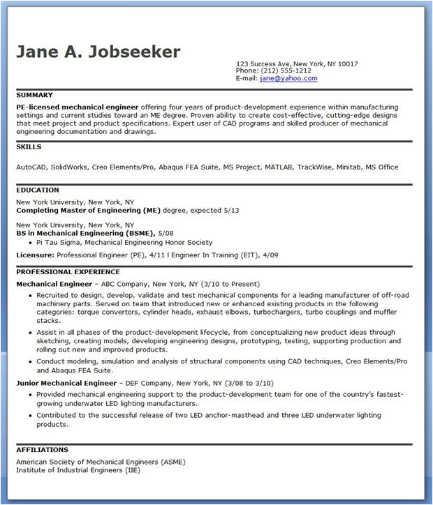 Resume Samples for Experienced Mechanical Engineers Mechanical Engineering Resume Sample Pdf Experienced