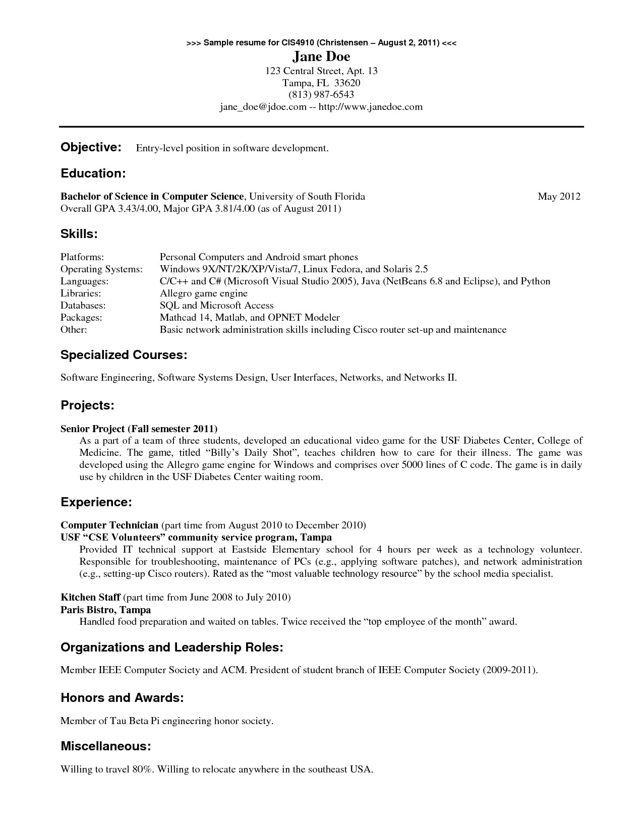 college lecturer resume format in word