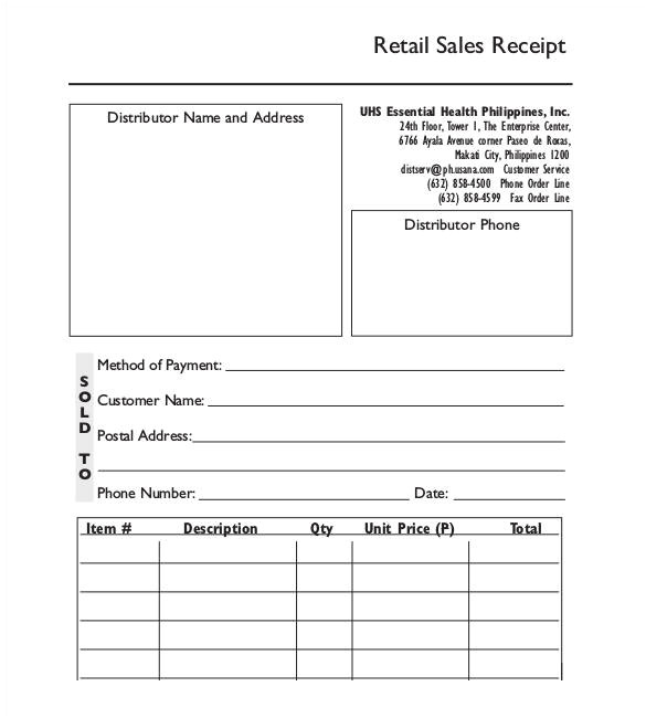 Retail Receipt Template 29 Sales Receipt Templates Doc Excel Pdf Free