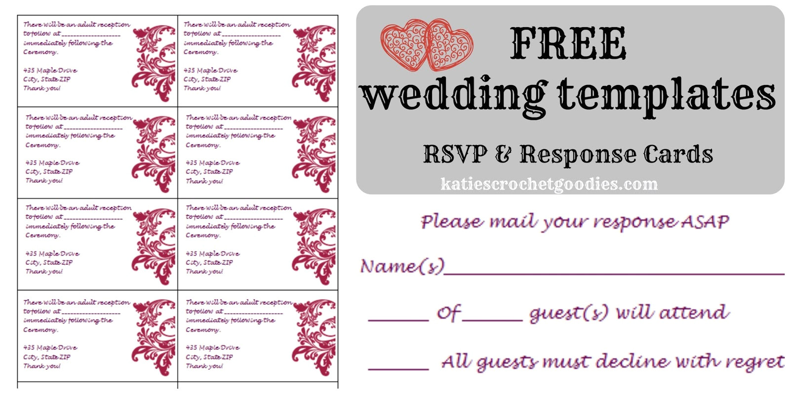 Rsvp Cards for Weddings Templates Free Wedding Templates Rsvp Reception Cards Katie 39 S