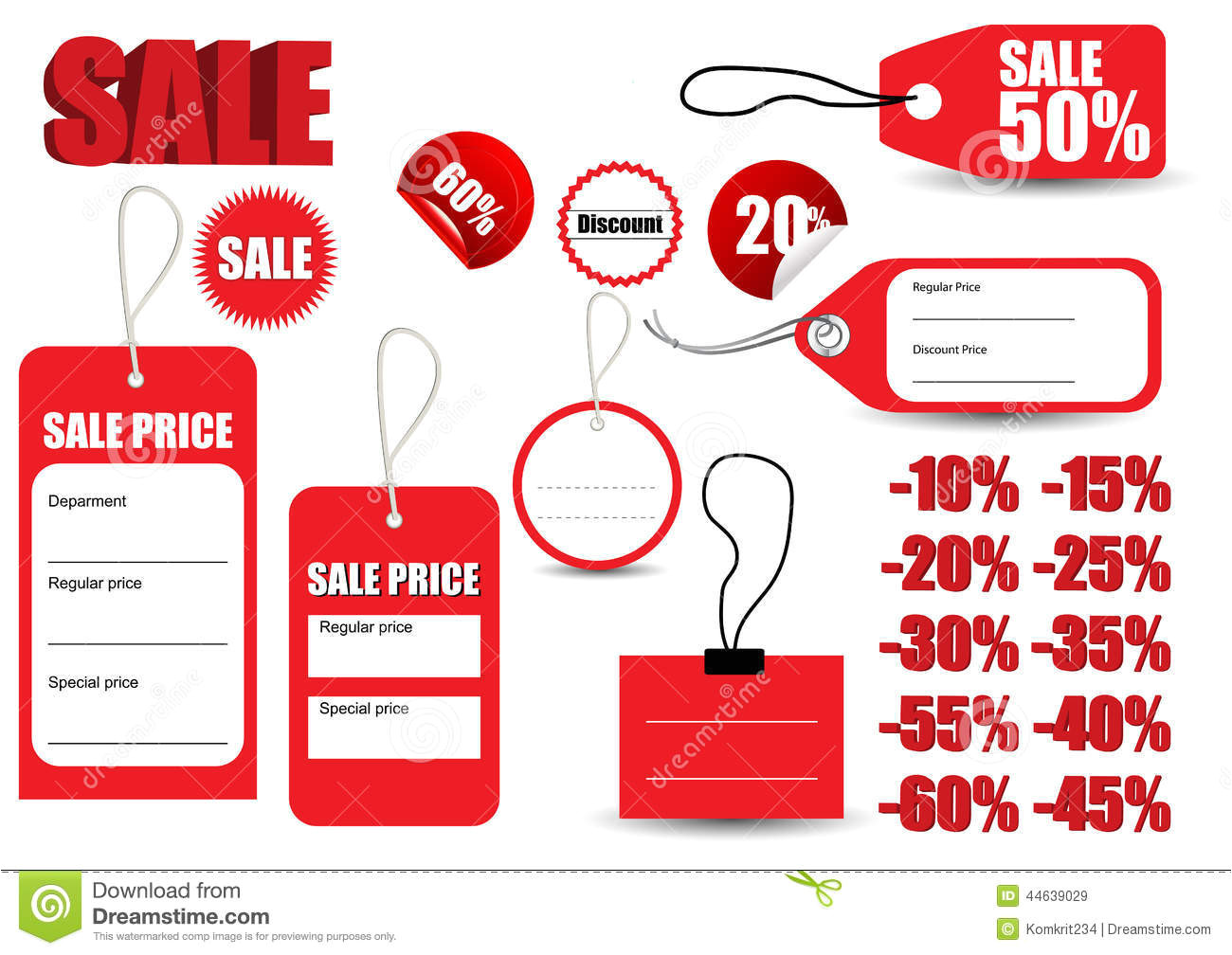 Sales Tags Template Template Sale Red Tag Symbol Stock Vector Illustration