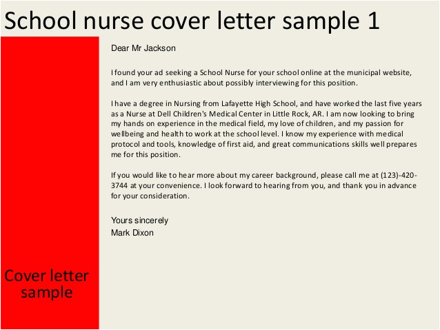 Sample Cover Letter for School Nurse Position School Nurse Cover Letter