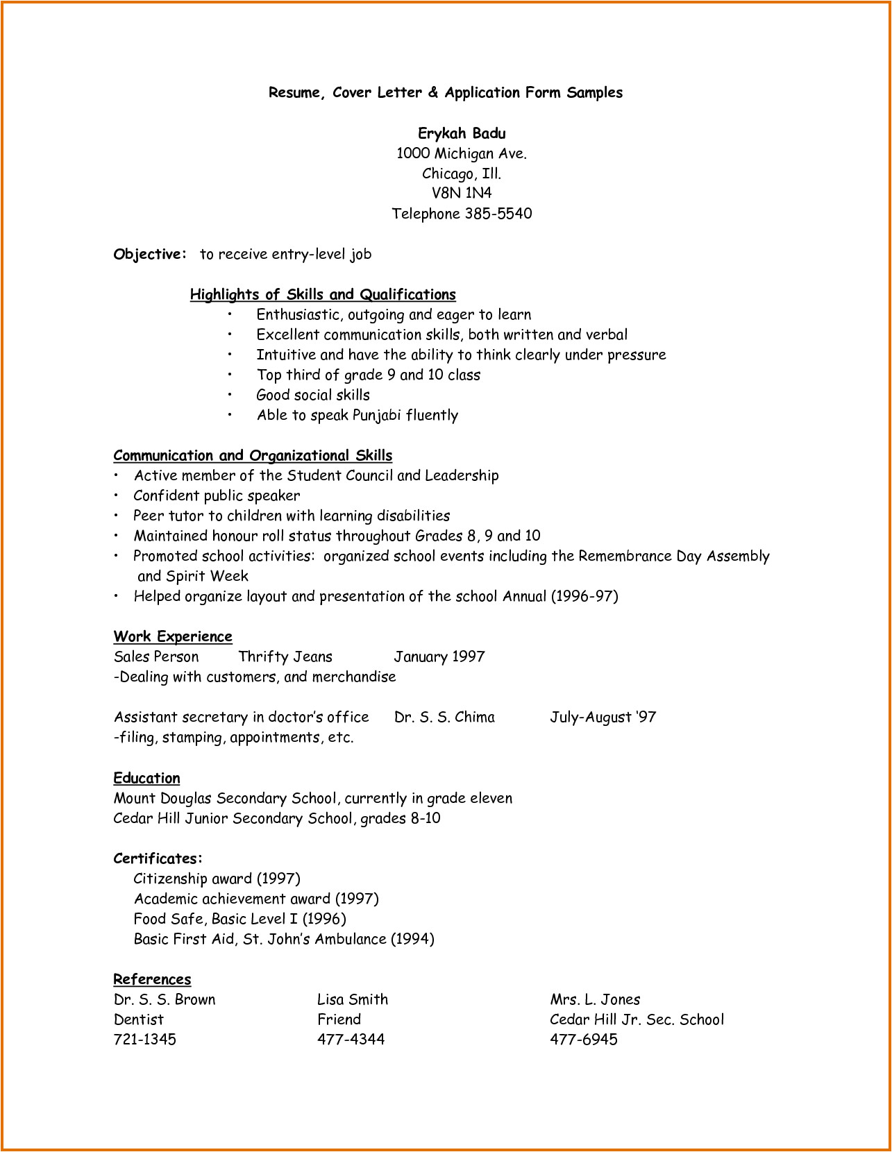 Sample Letter Of Resume to Work Sample Of Application Letter and Resumereference Letters