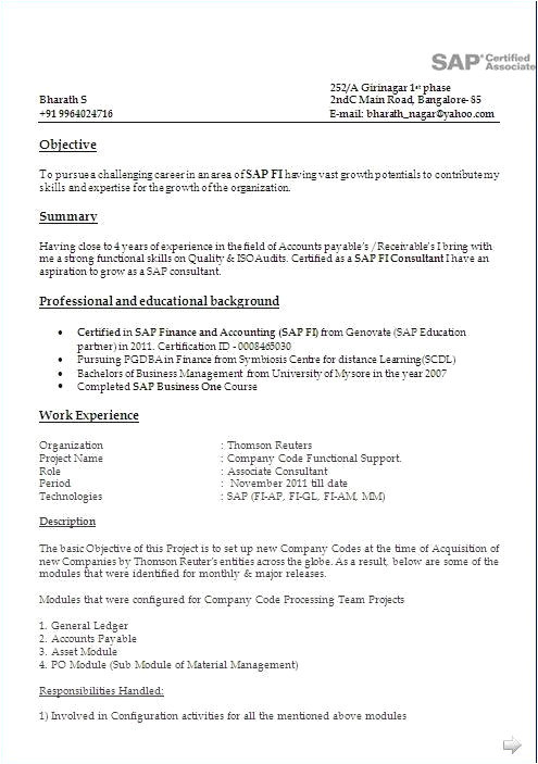 Sample Resume for 2 Years Experience In Net Sample Resume for 2 Years Experience In Net New Sap Bi