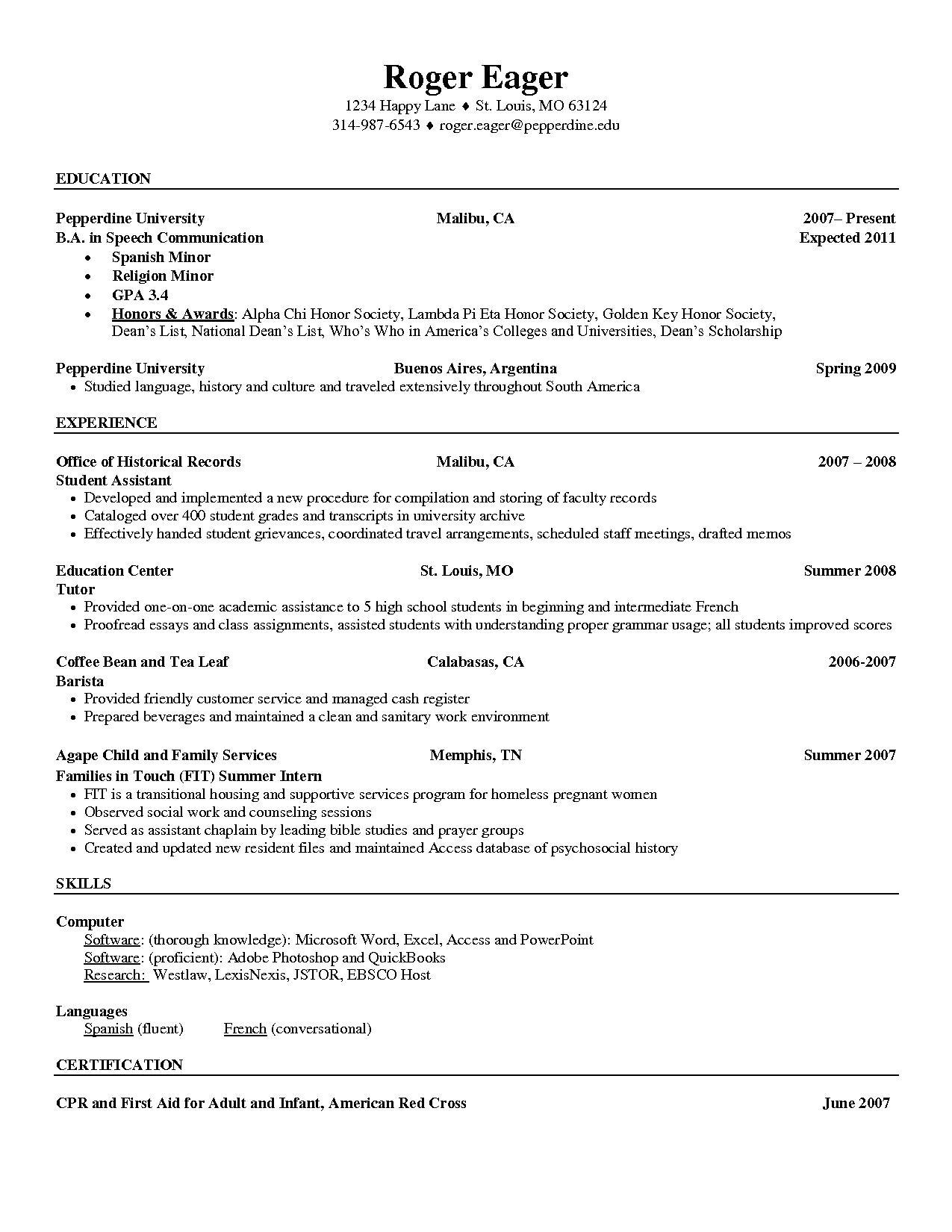 Sample Resume for Barista Position Barista Job Description Resume Samples