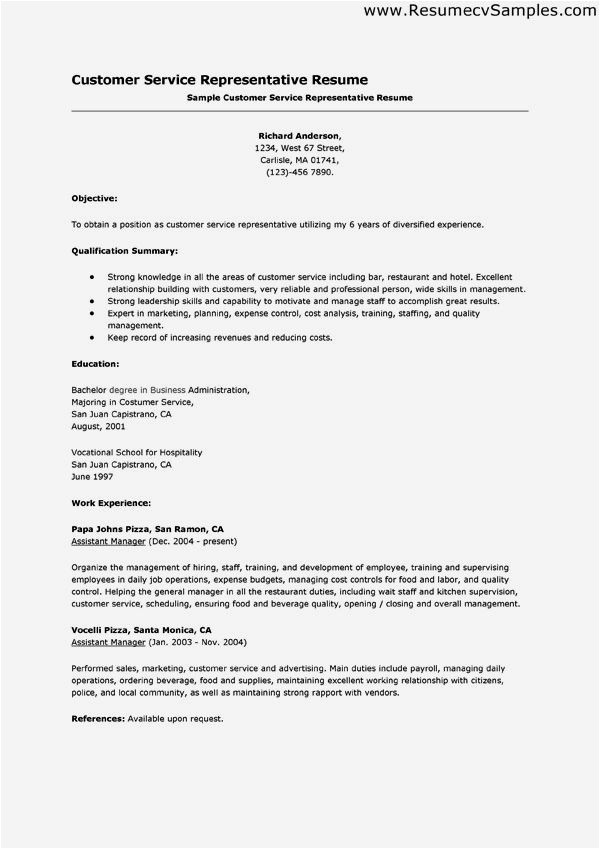 Sample Resume for Customer Service with No Experience Entry Level Customer Service Resume Resume Template