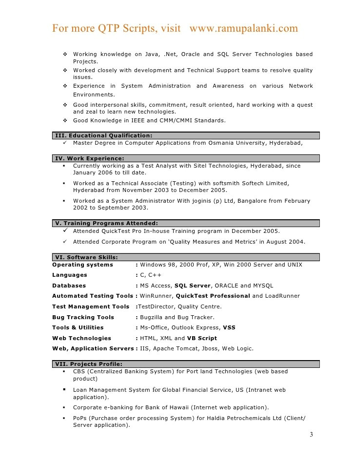 Sample Resume for Manual Testing Professional Of 2 Yr Experience Sample Resume for Manual Testing Professional Of 2 Yr