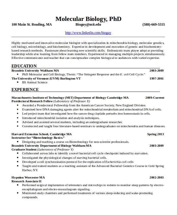 Sample Resume for Microbiologist Microbiologist Resume Template 5 Free Word Pdf