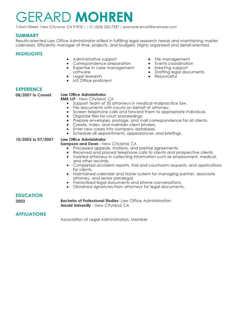 Sample Resume for Office Administration Job Best Office Administrator Resume Example Livecareer