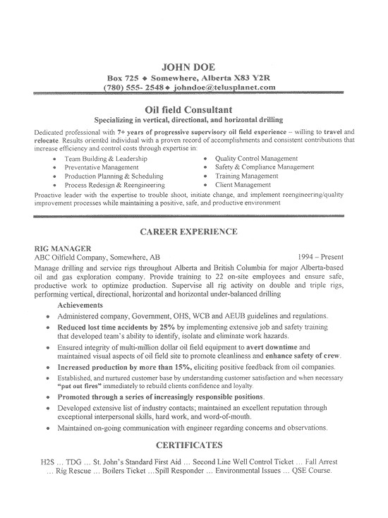 Sample Resume for Oil Field Worker Oil Field Job Resume Sample by Cando Career Coaching
