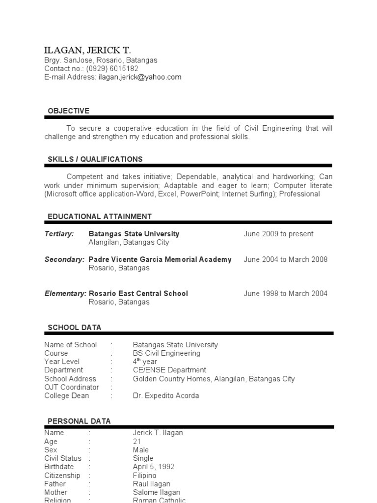 Sample Resume for Ojt Architecture Student Sample Resume for Ojt Architecture Student Resume Ideas