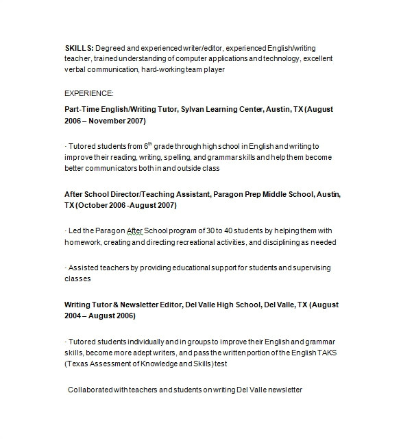 Sample Resume for Tutors 11 Tutor Resume Templates Doc Pdf Free Premium