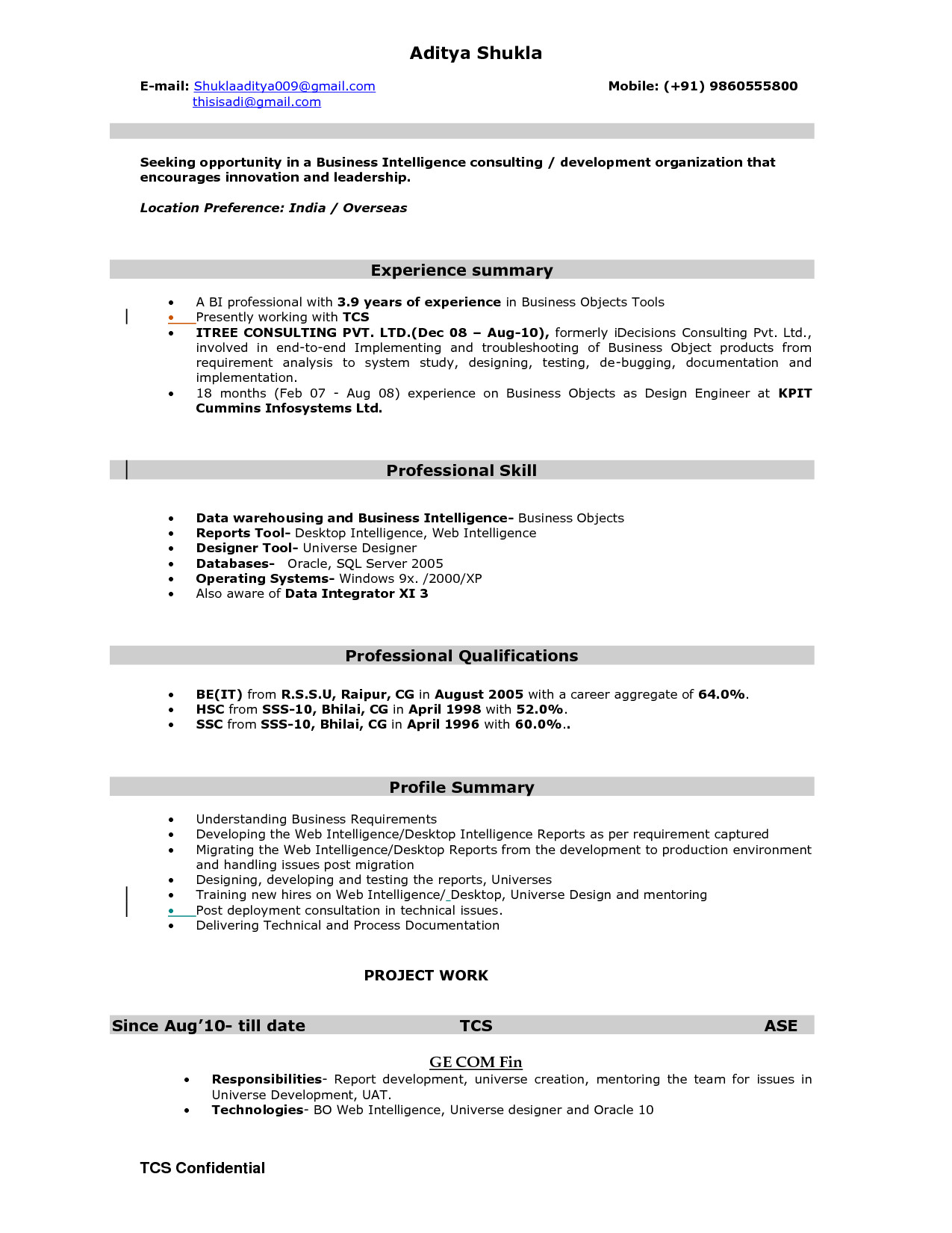 Sample Resume with Sap Experience Sap Bi Resume 5 Years Experience Sidemcicek Com