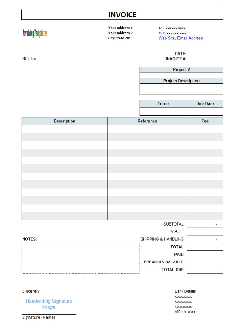 Service Charge Invoice Template Hourly Rate Invoice Template Invoice ...