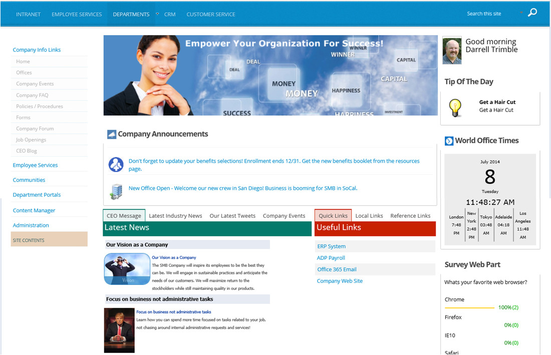 Sharepoint Portal Templates Business Intranet Portal Template for Office 365 and