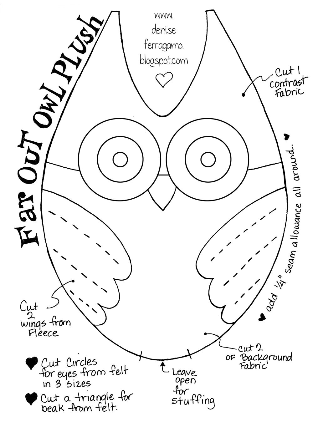 Small Owl Template Denise Loves Art Diy Make This Cute Owl Plushie with My