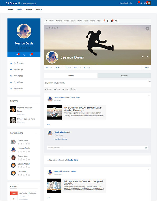 Social Network Profile Template Ja social Ii Business Joomla theme Free Download